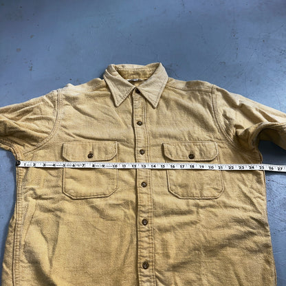 Vintage Woolrich Chamois Button Up Shirt Heavy Cotton Mens XL USA Yellow 70s