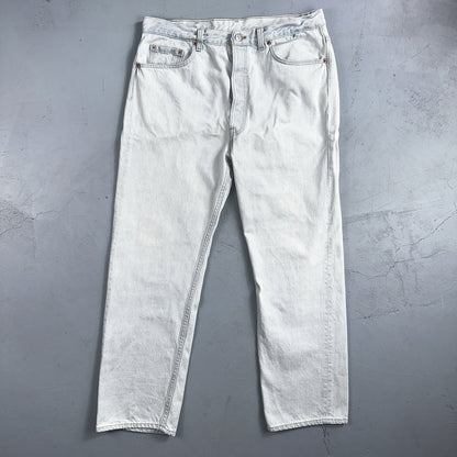 Levis 501 Vintage 90s USA XX Straight Leg Jeans White Light Wash 38x30 Act 34x29