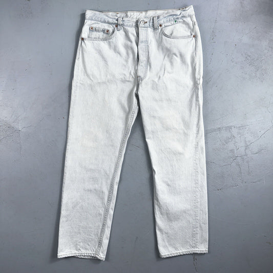 Levis 501 Vintage 90s USA XX Straight Leg Jeans White Light Wash 38x30 Act 34x29