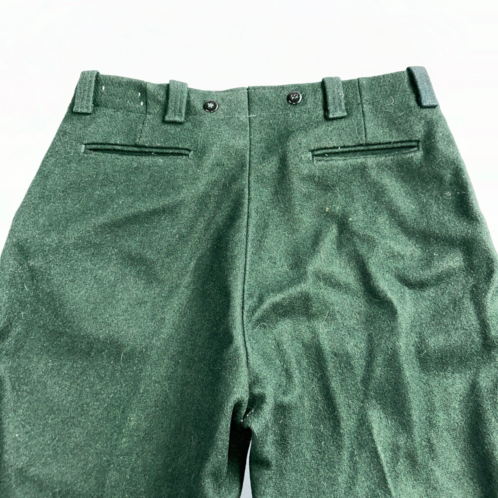 1960s Vintage Green Heavy Wool Hunting Pants 34x28 USA Dry Clean Rockabilly 60s