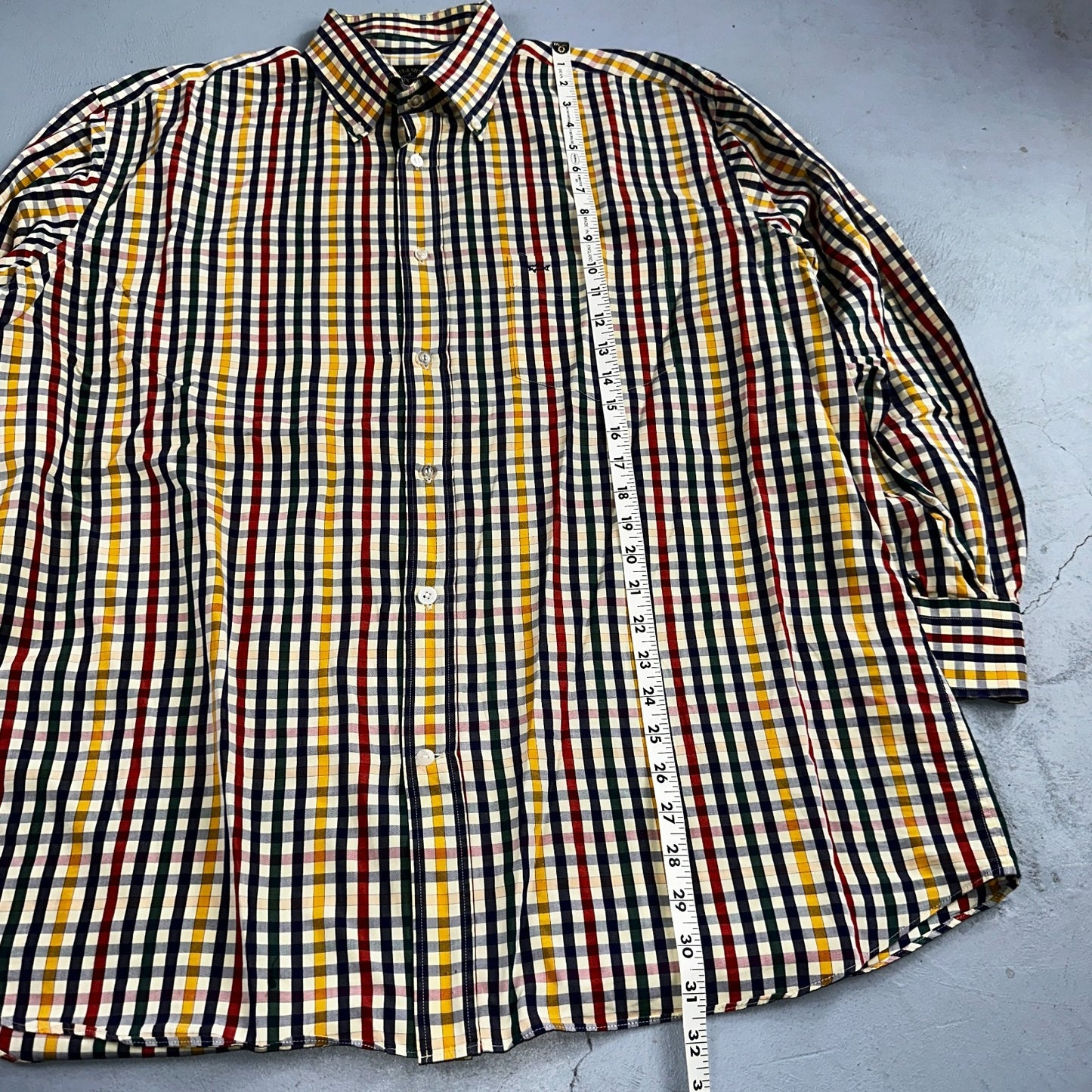 Paul & Shark Shirt Men's 46 Button Down Long Sleeve Gingham Check Italy Tricolor