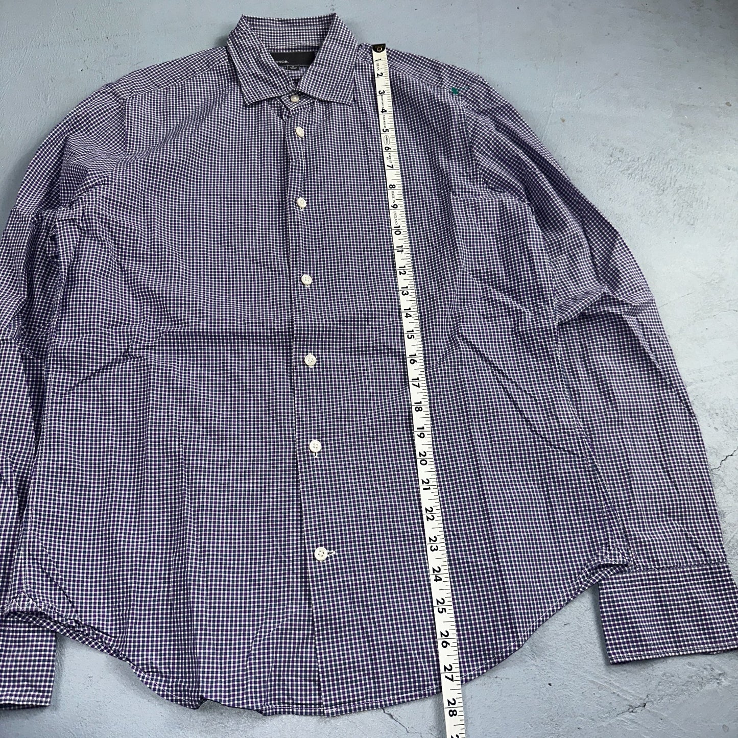 Vince Shirt Mens M Purple Gingham Long Sleeve Button Up Checkerboard
