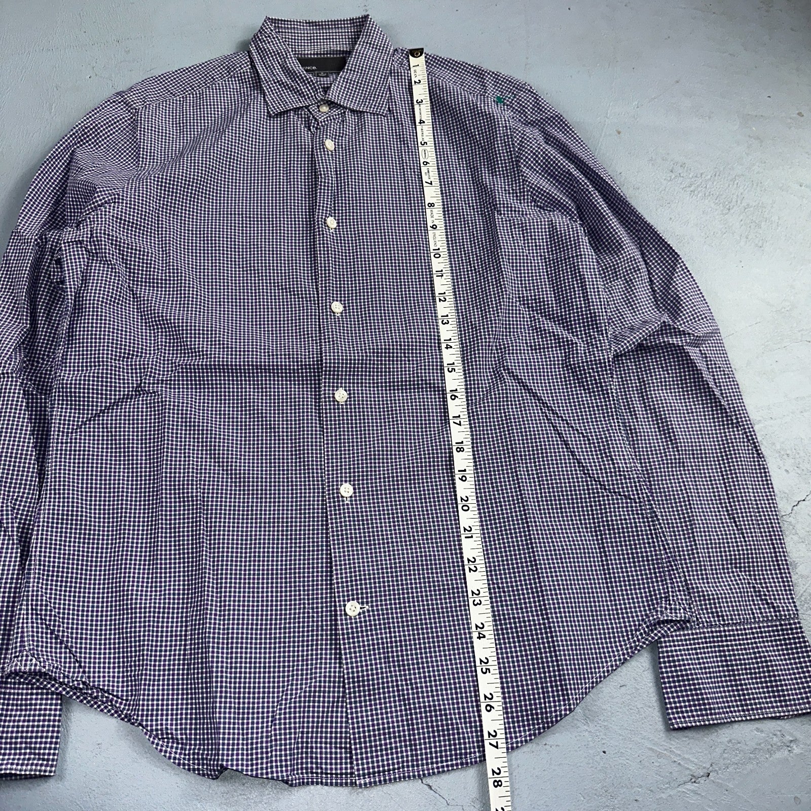 Vince Shirt Mens M Purple Gingham Long Sleeve Button Up Checkerboard