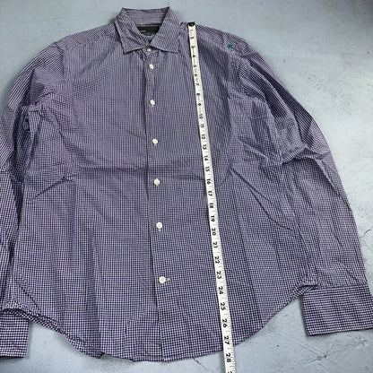 Vince Shirt Mens M Purple Gingham Long Sleeve Button Up Checkerboard