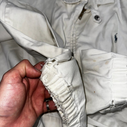 Vintage Polo Ralph Lauren Harrington Jacket White Cotton Size M USA Crop Fit