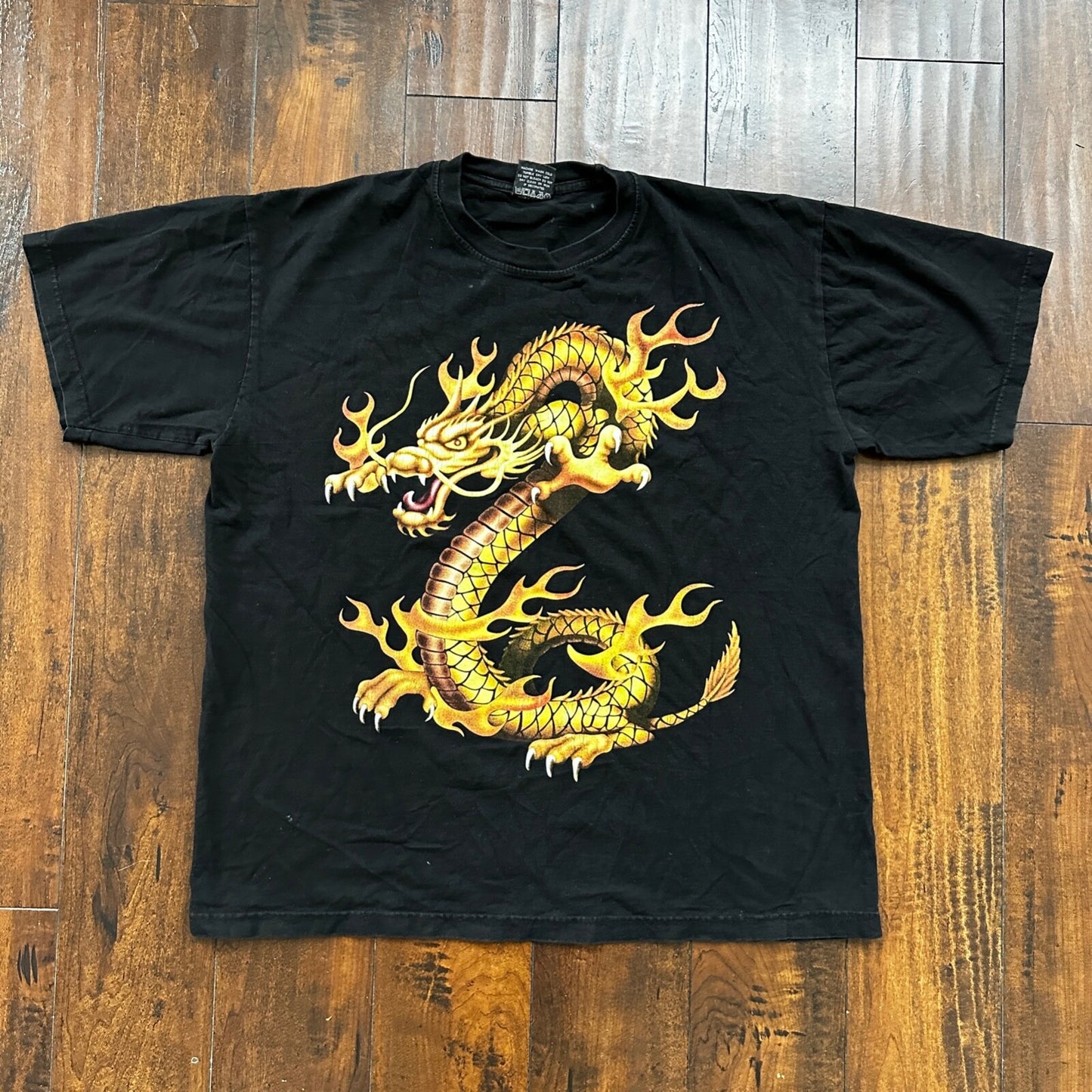 Dragon Asian Rap Tee Vintage T Shirt Y2K Big Print Rock N Roll Grunge Japanese