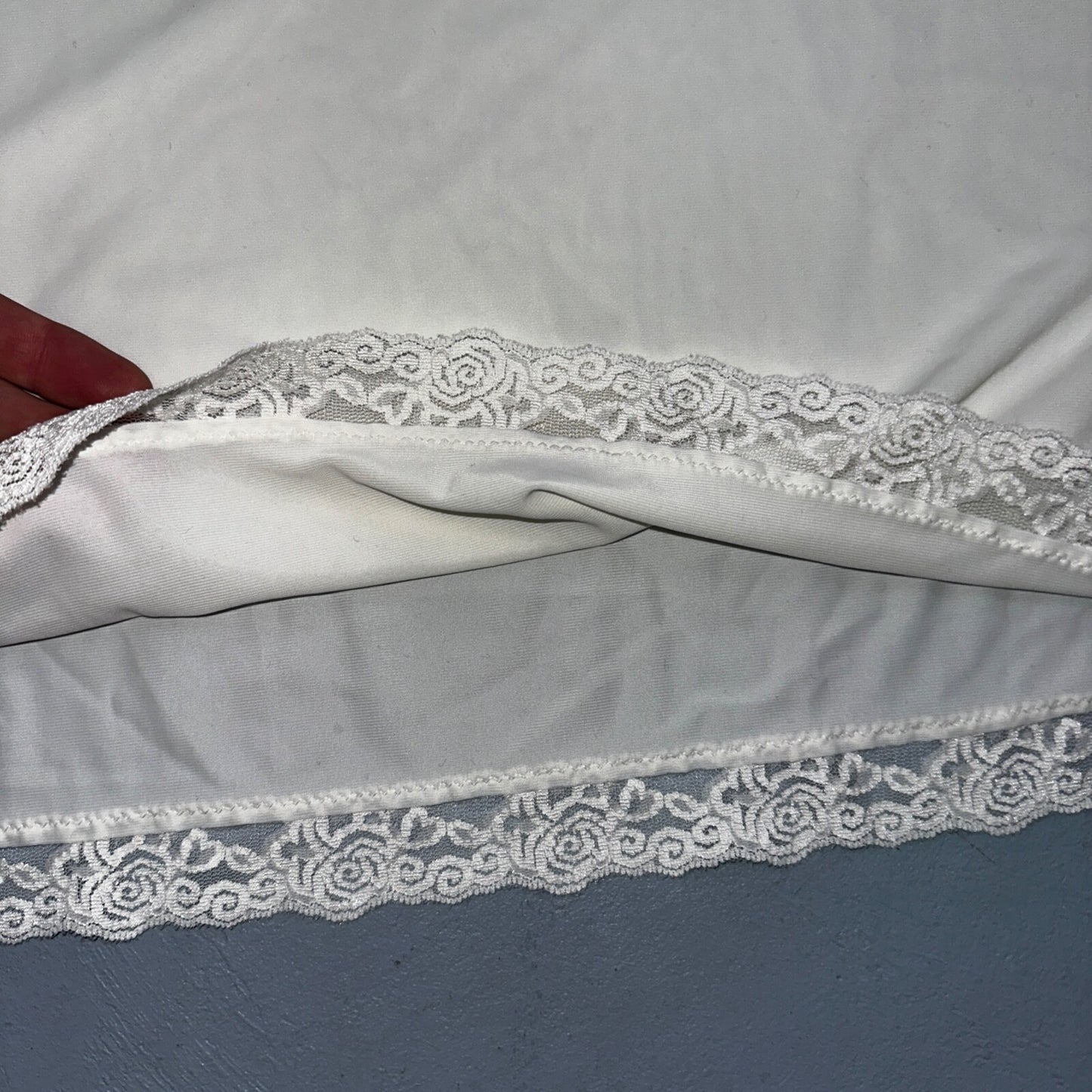 VTG 1970s Shadow Line Lingerie Slip Dress Sleepwear Full Sweep Nightgown Lace