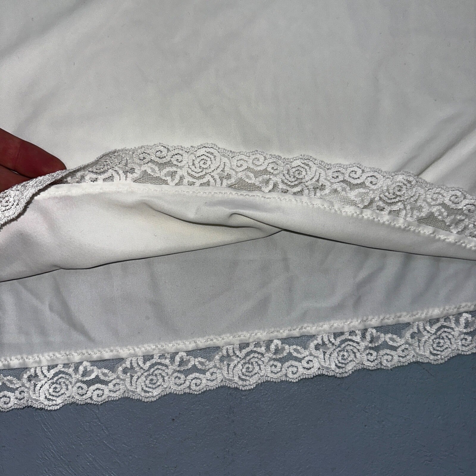 VTG 1970s Shadow Line Lingerie Slip Dress Sleepwear Full Sweep Nightgown Lace