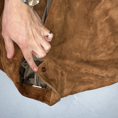 Orvis Mens 44 Suede leather blazer sport coat Lined jacket Brown Pockets