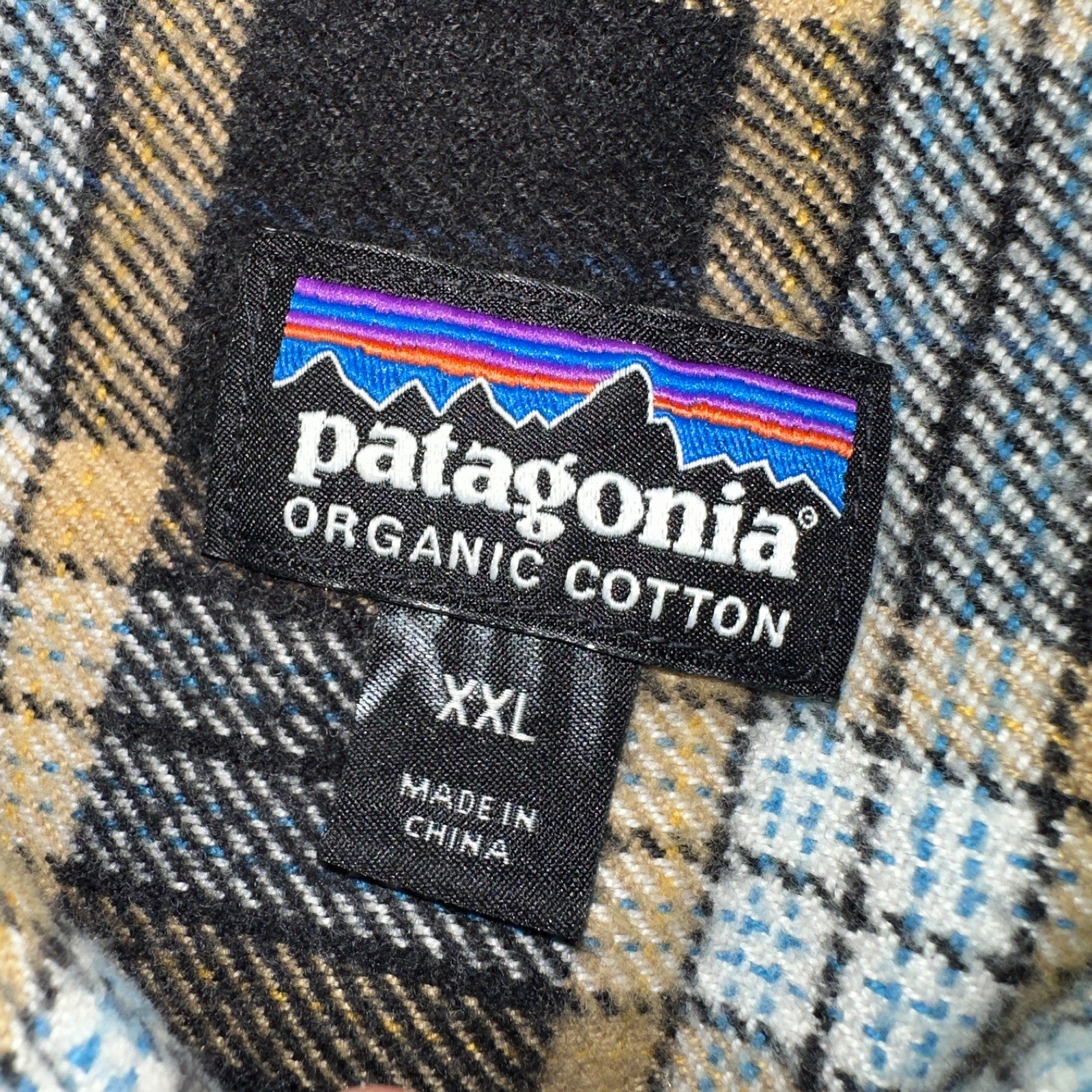 Patagonia Flannel Shirt Mens Size 2XL Plaid Long Sleeve Button Up Yellow Black