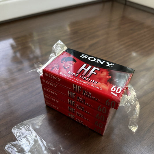 SONY HF 60 90 Minute Blank Audio Cassette Tapes NEW Lot Of 5 Normal Bias