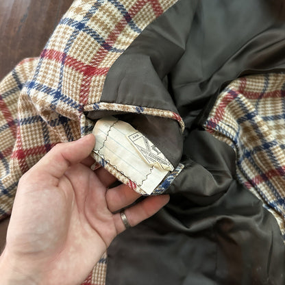 1960s 1970s Tan Pinstripe VTG Suit Jacket Sportcoat 40 Wool Checker Rockabilly