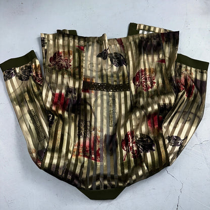 R&M Richards Karen Kwong Womens Blouse Gold Print Chain Shoulder Pads 14 USA VTG