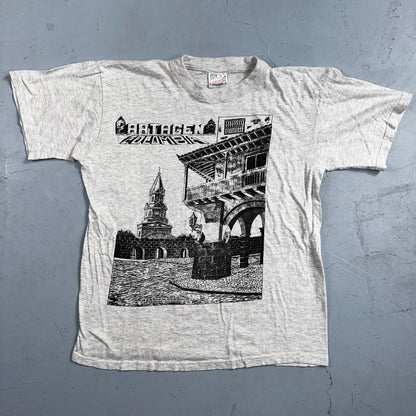 Columbia Artagen VTG T Shirt Travel Y2K Art Deco Grey City Photograph