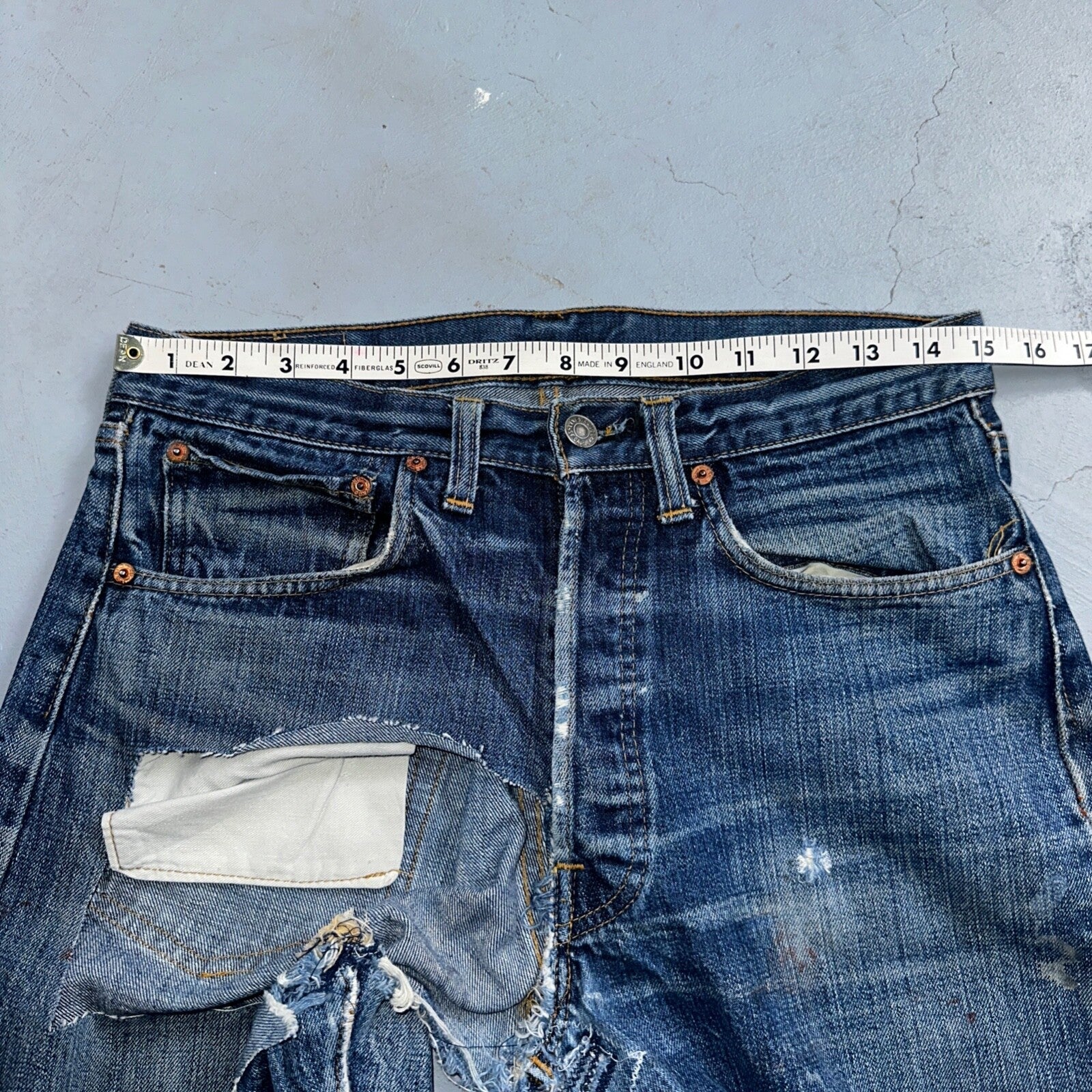 Levis 501 VTG 70s SS Redline Selvedge Jeans XX Thrashed Boot Cut Act 30x31