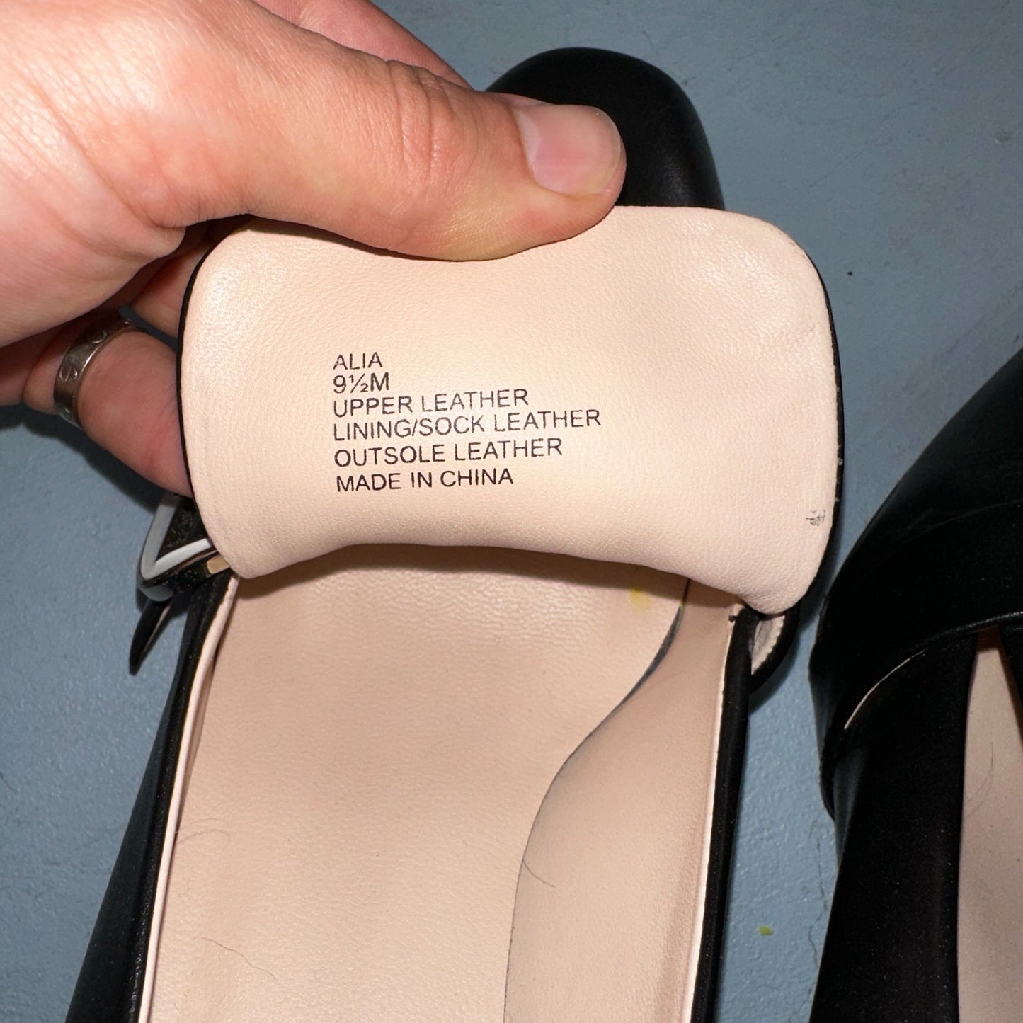 Kate Spade Alia Black Block Heel Pump 9.5 Leather Chunky Silver Tone Buckle