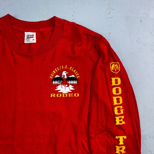 Anvil Dodge Truck 90s USA VTG T Shirt Single Stitch Red Long Sleeve Car Graphic