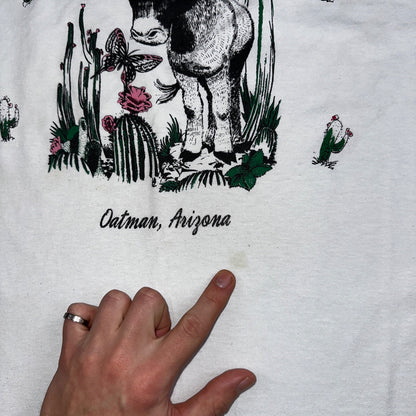 Oatman Arizona Route 66 VTG T Shirt Burro Cactus Flowers Route Cute Donkey Horse