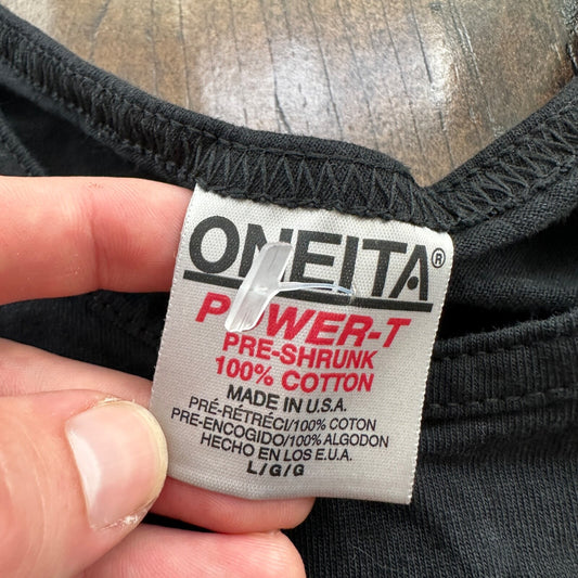 Clog On Gym Oneita Tank Top Vintage T Shirt 90s Sweat Work Hard Cool Single