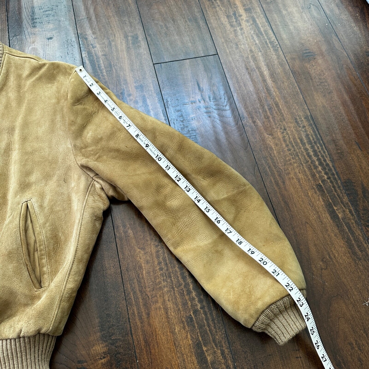 VTG 1950s DuPont Quilon Jacket Tan Suede Leather Lined Bomber 44 Rockabilly