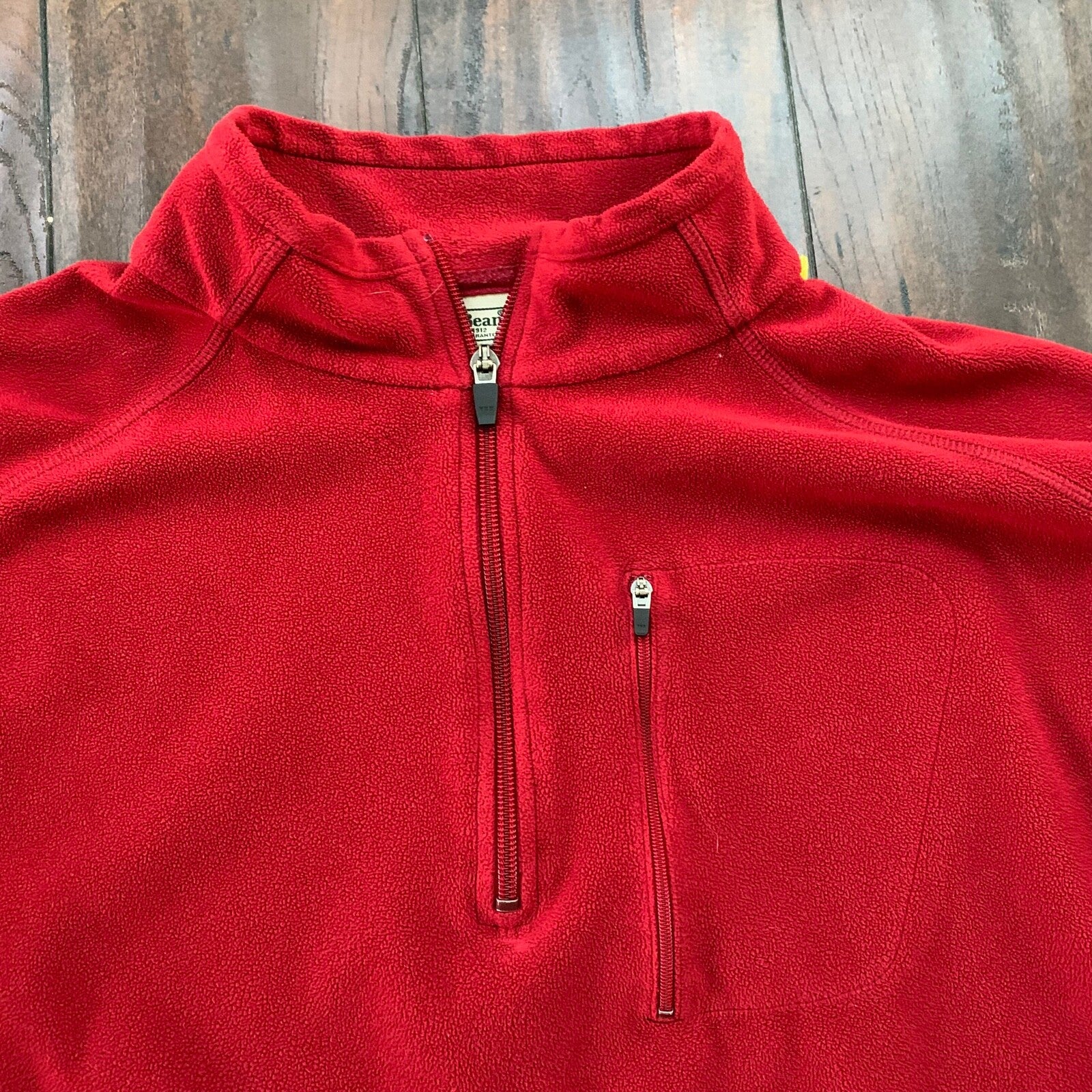 LL Bean Quarter Zip Pullover Fleece Sweater Mens 2XL Red Pockets VTG 90s Style