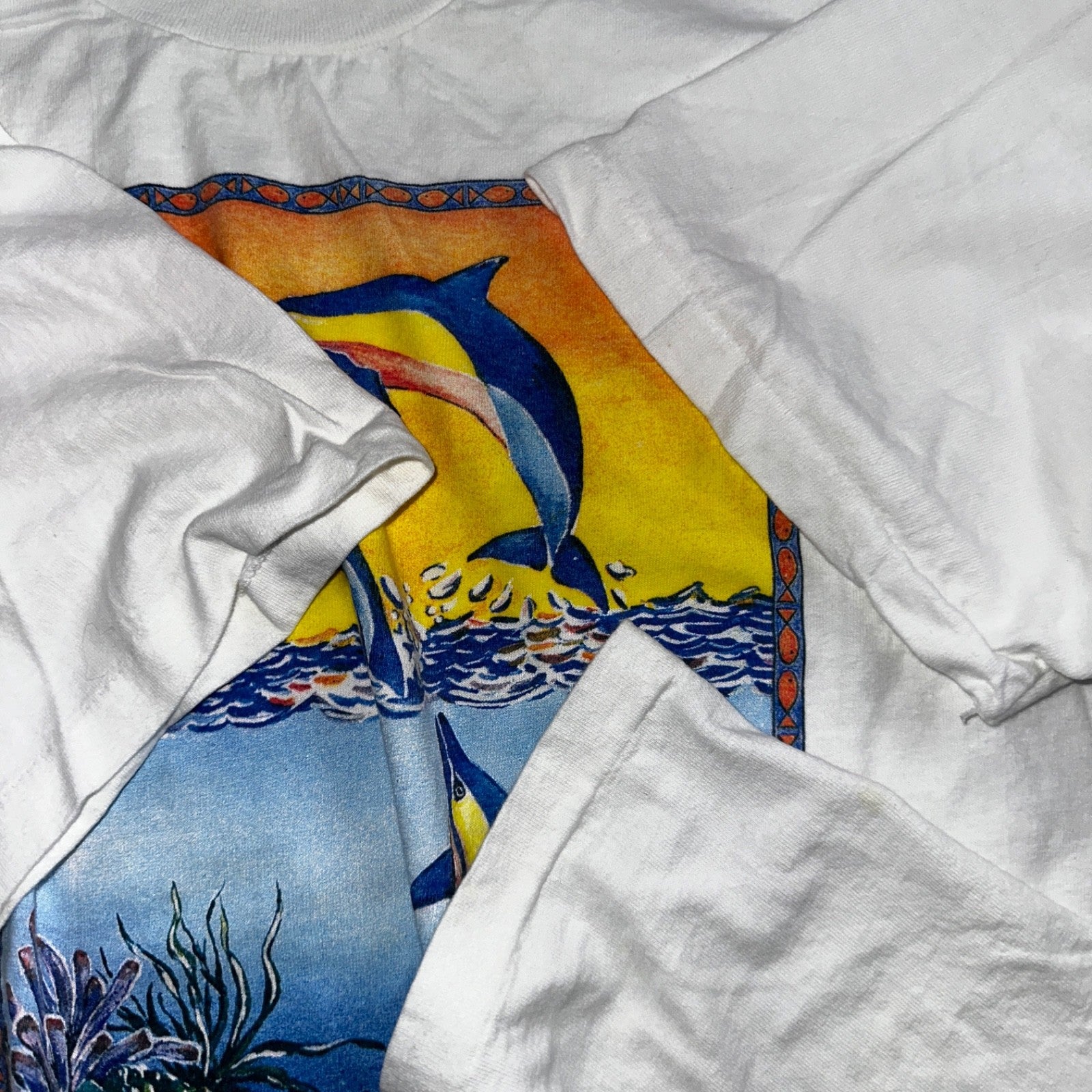 Vintage 1992 A Delicate Balance Dolphins Humanitees T Shirt Hanes XL 90s Flordia