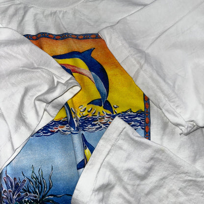 Vintage 1992 A Delicate Balance Dolphins Humanitees T Shirt Hanes XL 90s Flordia