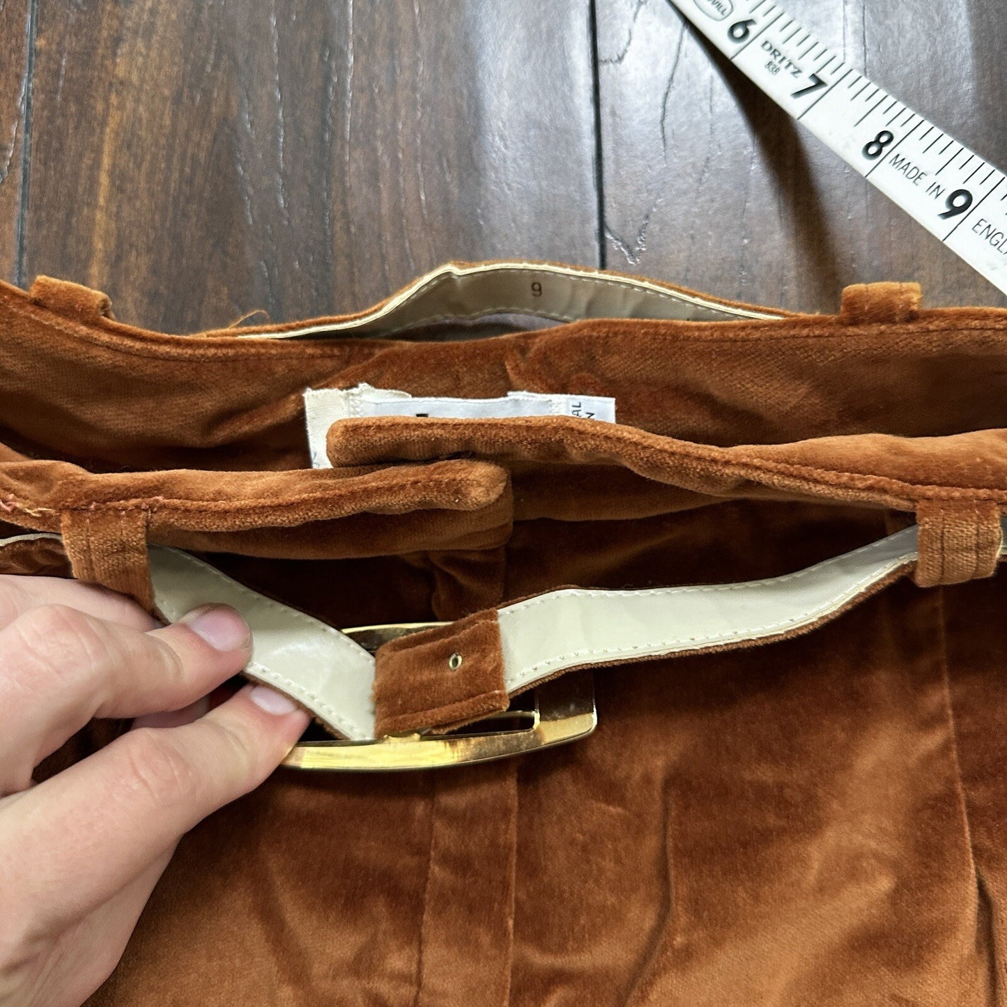 VTG Alpaq California 1970s Pants 26x31 Brown Velour High Waist Flair Rockabilly