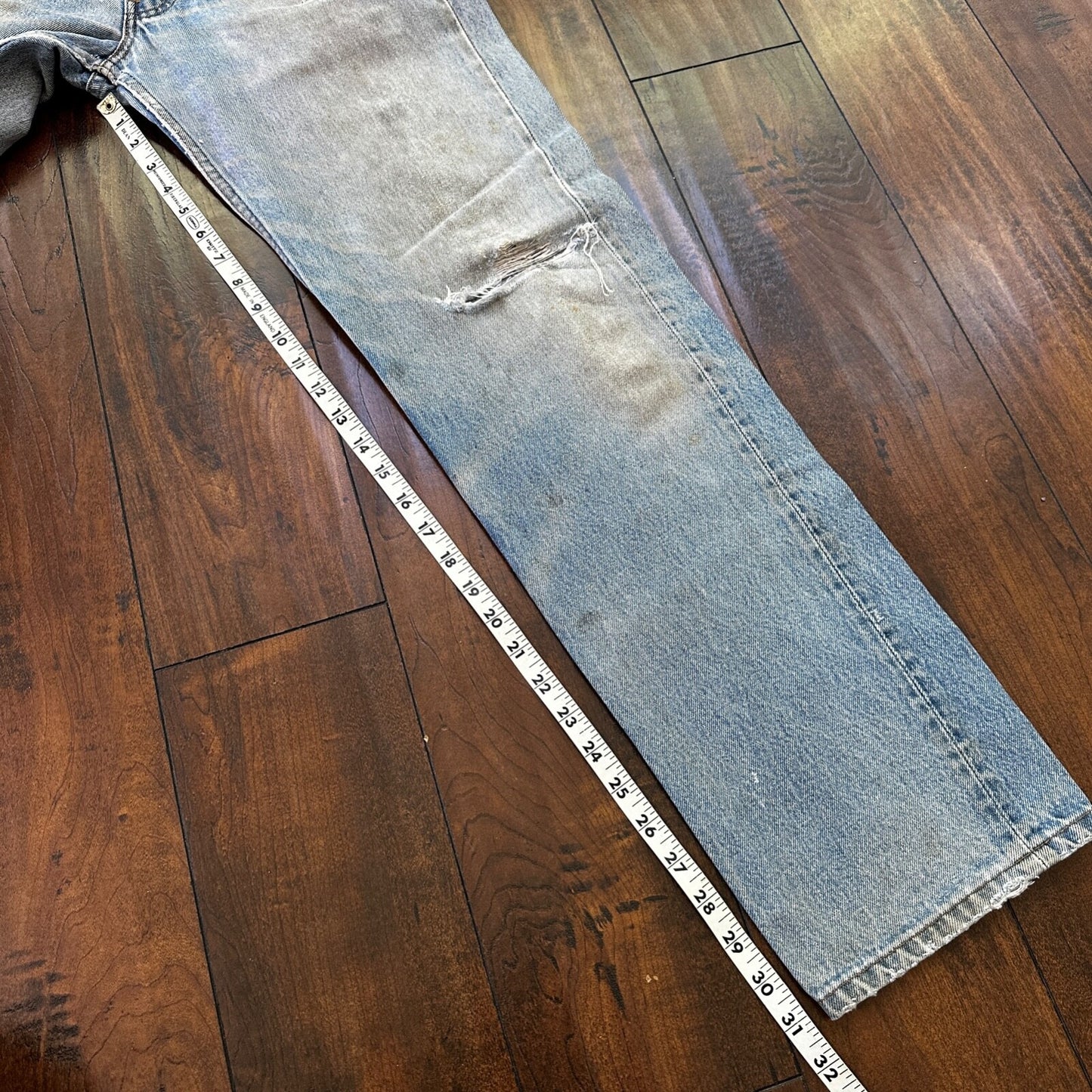 Levis 501 Vintage 90s Straight Leg XX USA Jeans 32x36 Thrashed Wash Act 30x31