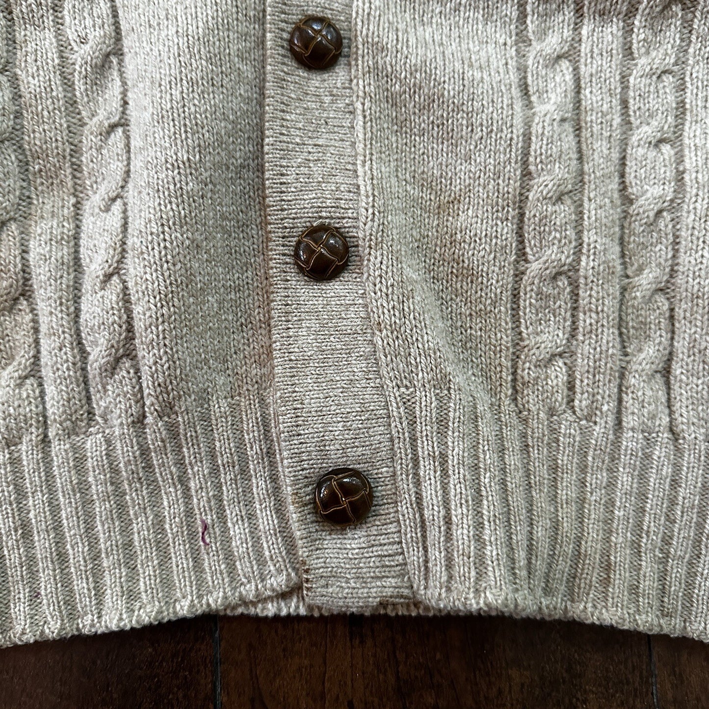 VTG 70s Tan Beige Wool Dave Marr Grandpa Cardigan Sweater Rockabilly L USA