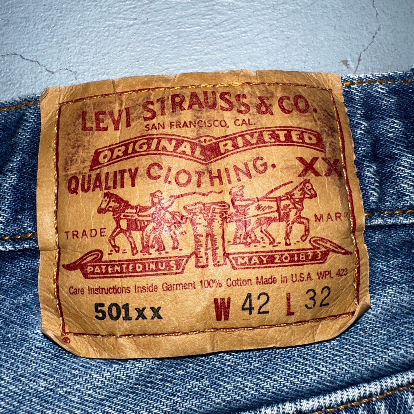 Levis 501 Vintage 90s USA XX Straight Leg Jeans Blue Med Wash 42x32 Act 38x27