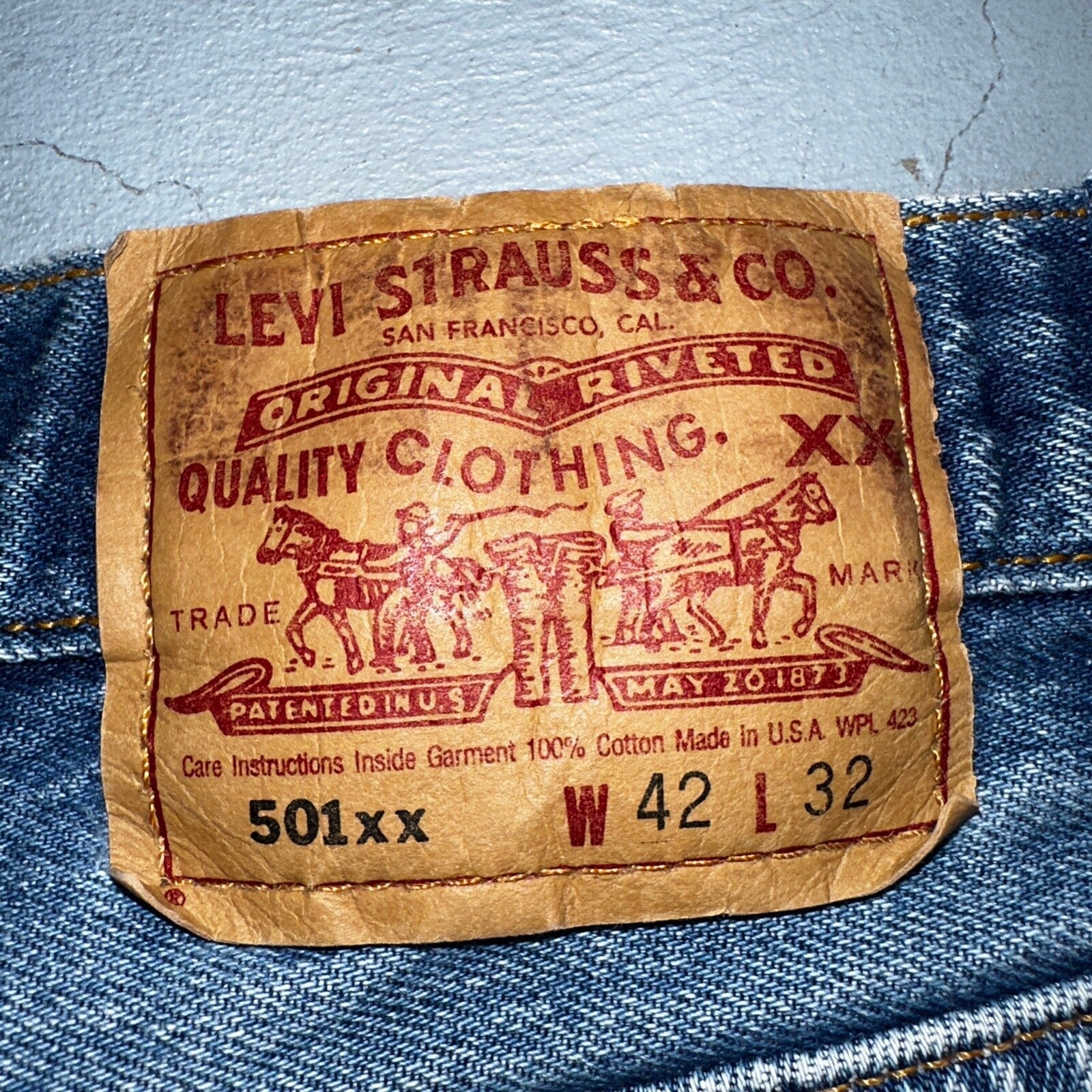 Levis 501 Vintage 90s USA XX Straight Leg Jeans Blue Med Wash 42x32 Act 38x27