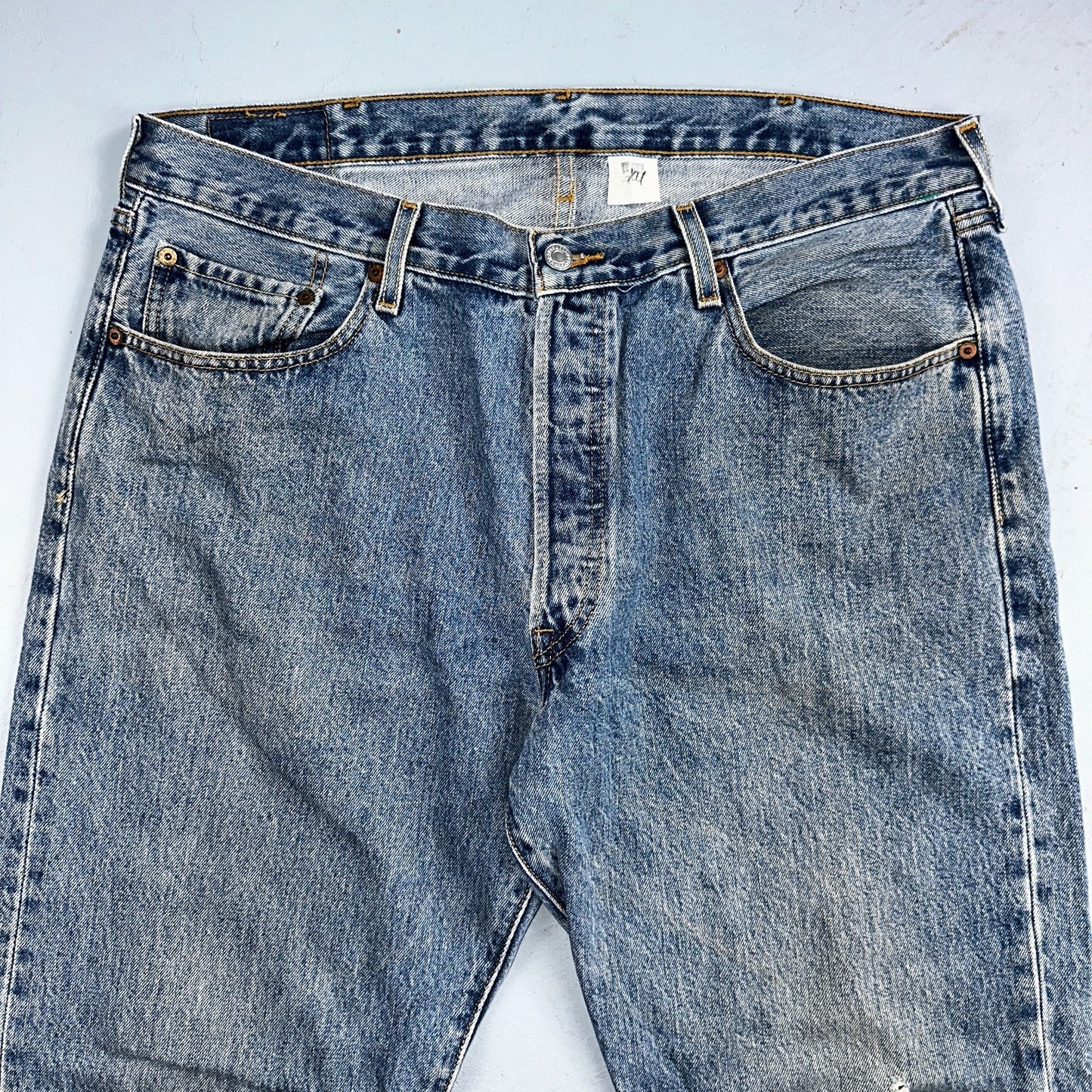 Levis 501 Vintage 90s Mexico Straight Leg Jeans Blue Light Wash 38x30 Act 37x31