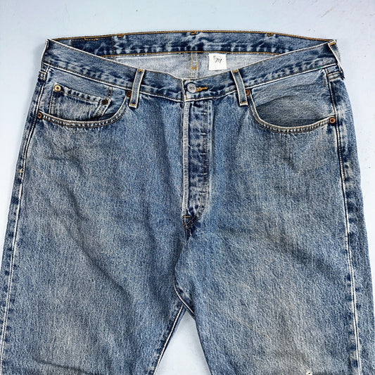 Levis 501 Vintage 90s Mexico Straight Leg Jeans Blue Light Wash 38x30 Act 37x31