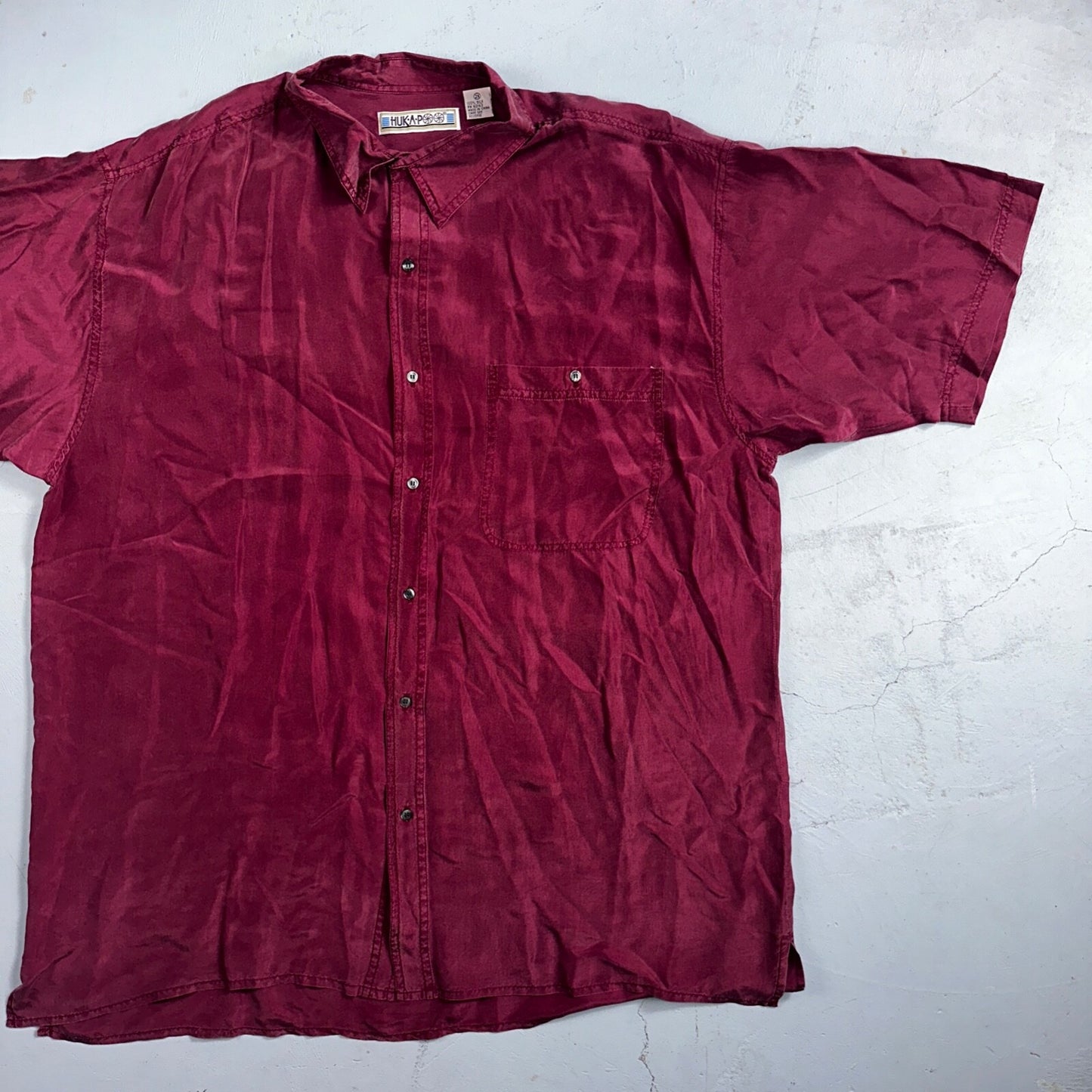 Huk A Poo Mens 2XL Short Sleeve Silk Collared Putting Up Purple VTG