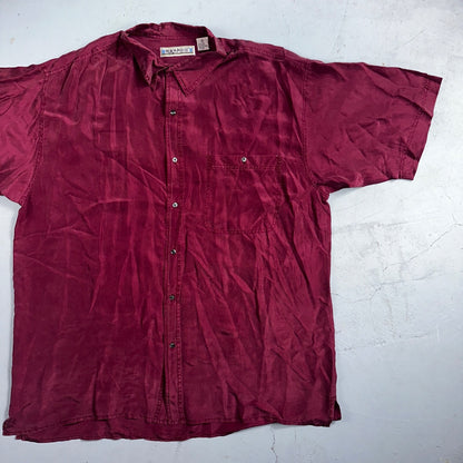 Huk A Poo Mens 2XL Short Sleeve Silk Collared Putting Up Purple VTG