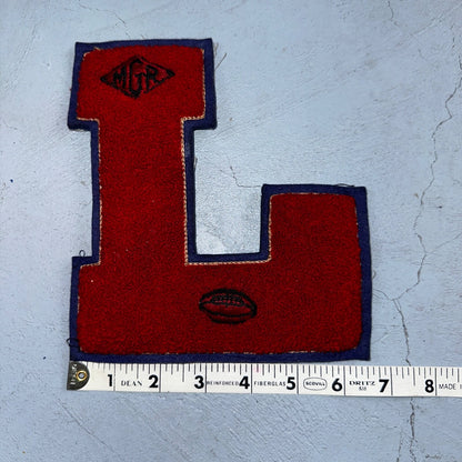 VTG Letterman Varsity Patch Letter L Red Blue Felt Sports Athletic Logo 60s