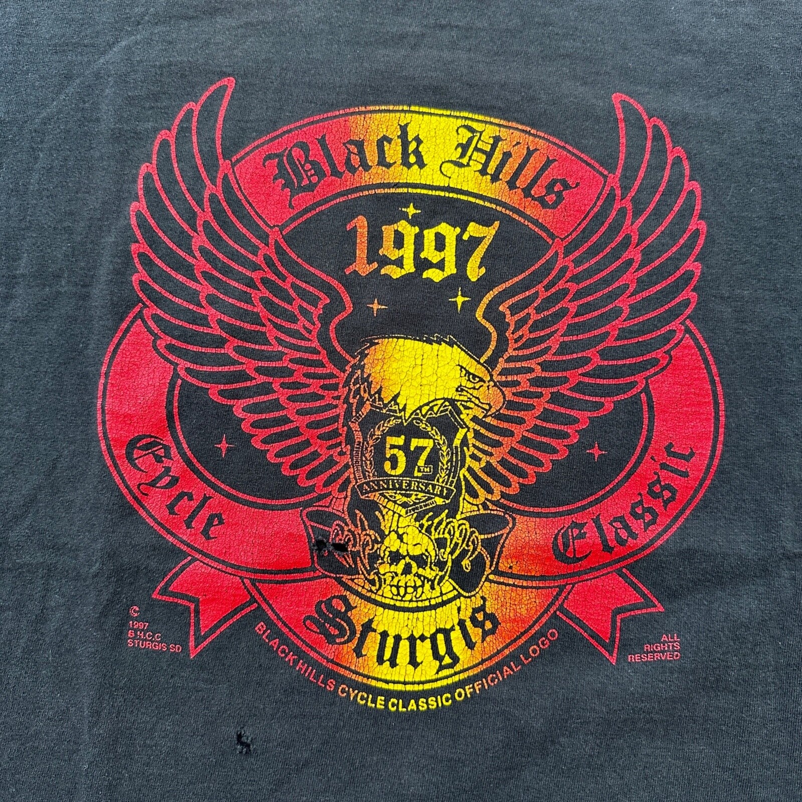 Sturgis Black Hills Rally 1997 Vintage T Shirt Black Harley Motorcycle Grunge XL