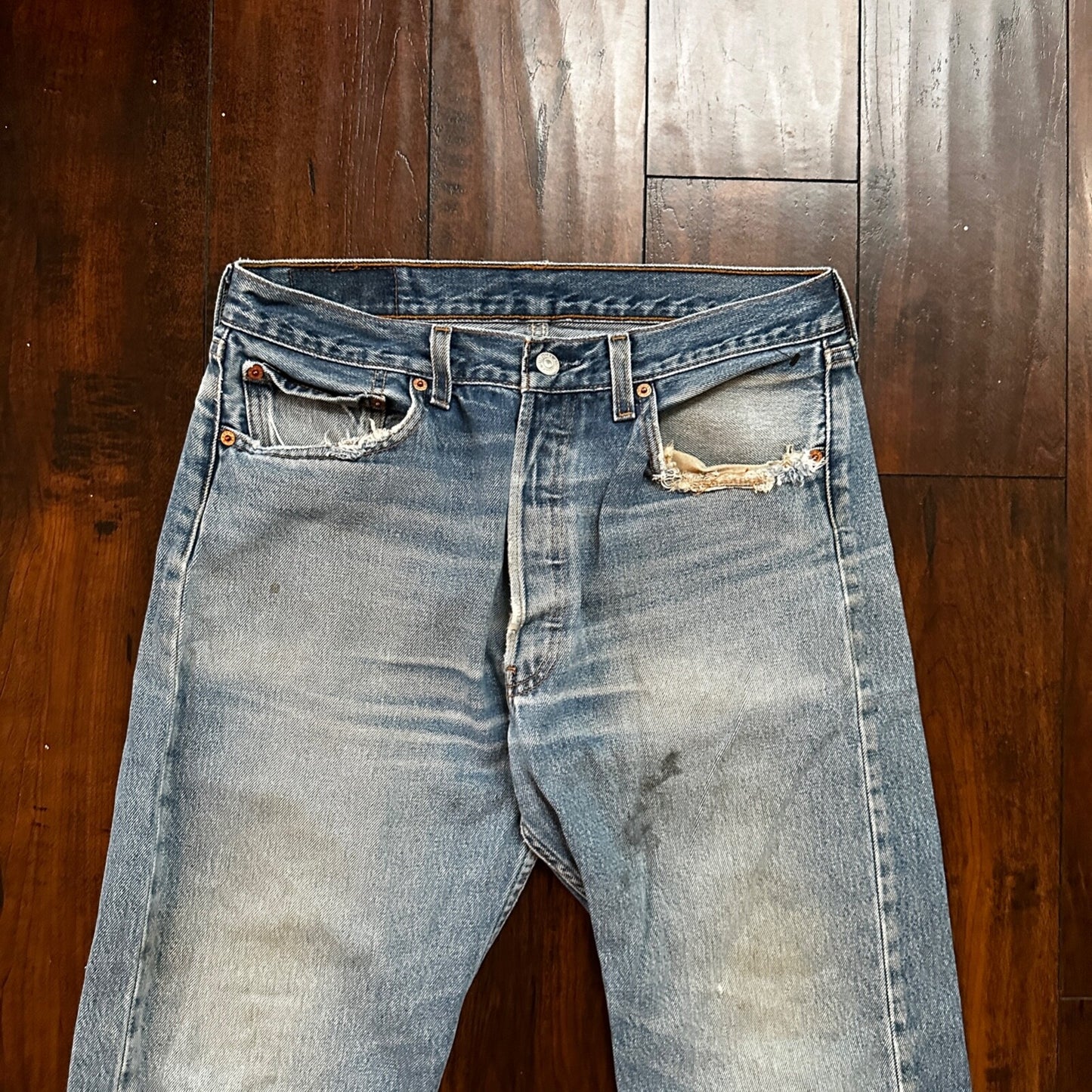 VTG 90s Levis 501 Button Fly 34x38 Tag Jeans Straight Wash Y2K Blue XX Act 30x33