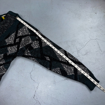 Vintage Le Tigre Mens Sweater M Blue Geometric Cardigan Grandpa 90s Cozy Aztec