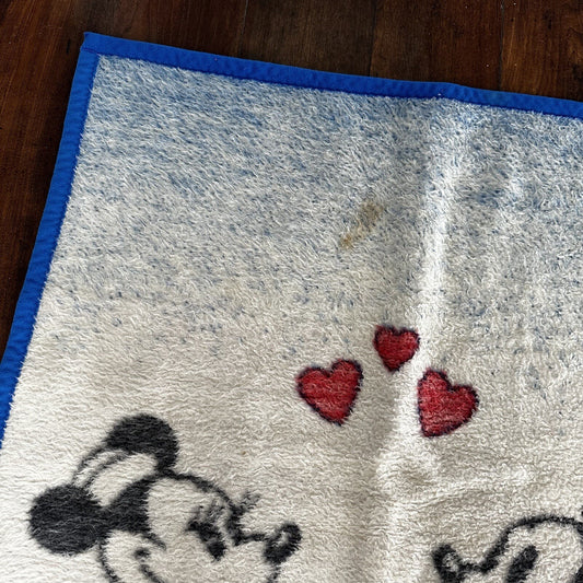VTG Biederlack Disney Mickey Minnie Reversible Infant Throw Blanket 1984 80s