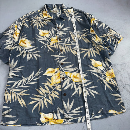 Tommy Bahama Shirt Mens Large Silk Blue Loop Collar Camp Short Sleeve Hawaiian