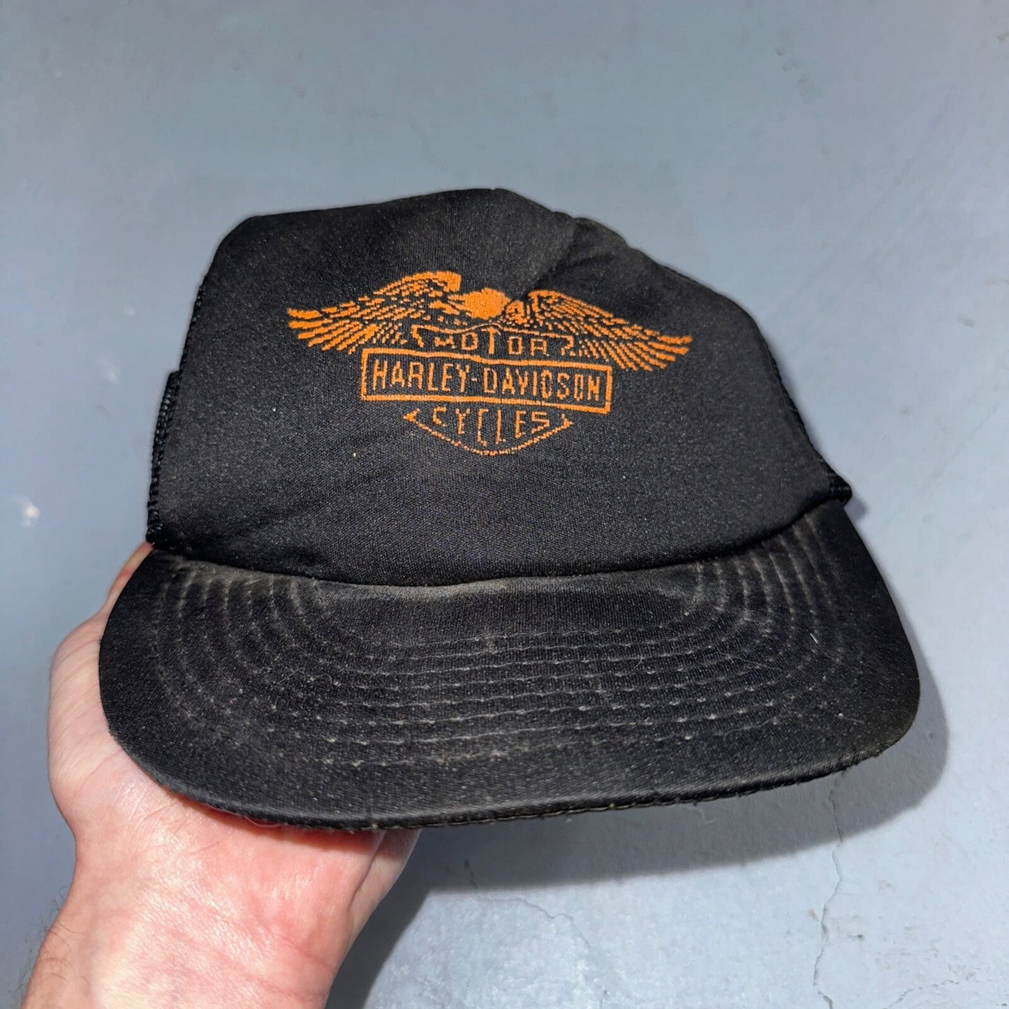 Vintage 1980’s Harley Davidson Motorcycles Snapback Foam Trucker Hat USED HEAVY