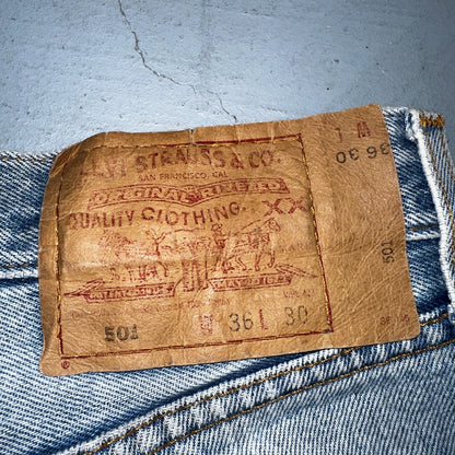 Levis 501 Vintage 90s Mex XX Straight Leg Jeans Blue Light Wash 36x30 Act 35x25