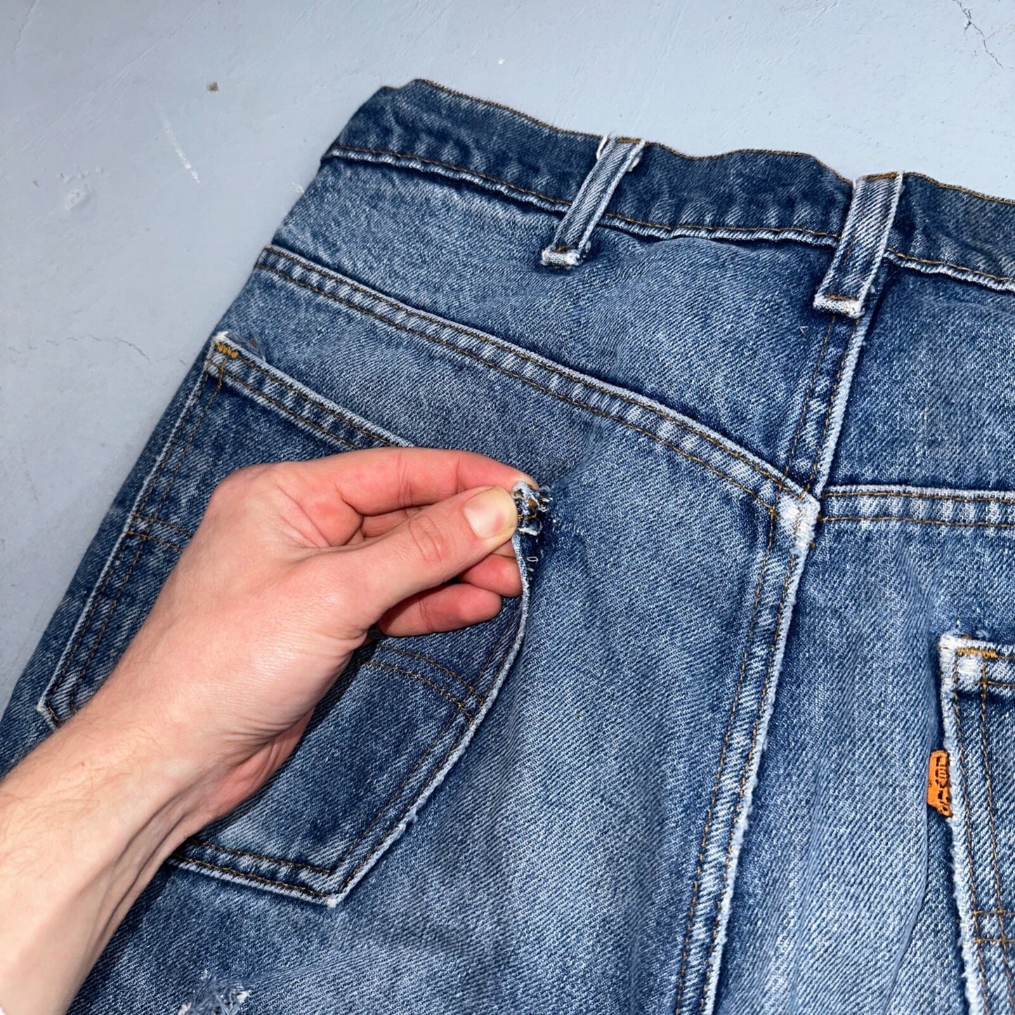 Levis 517 Vintage 80s USA Orange Tab Bootcut Flare Blue Worn Jeans Act 34x29