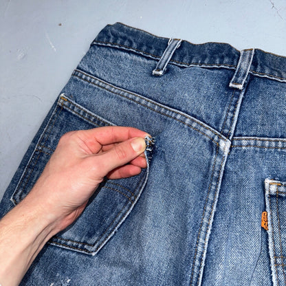Levis 517 Vintage 80s USA Orange Tab Bootcut Flare Blue Worn Jeans Act 34x29