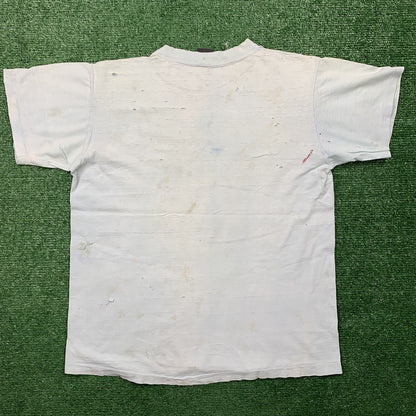 Nike Vintage T Shirt Mens L Quad Block Print Thrashed 70s Original Distressed