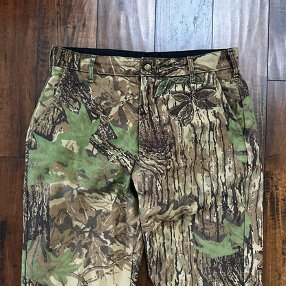 VTG 90s Cabela's Realtree Camo Fleece Pants Cargo Pocket 35x28 Made in the USA