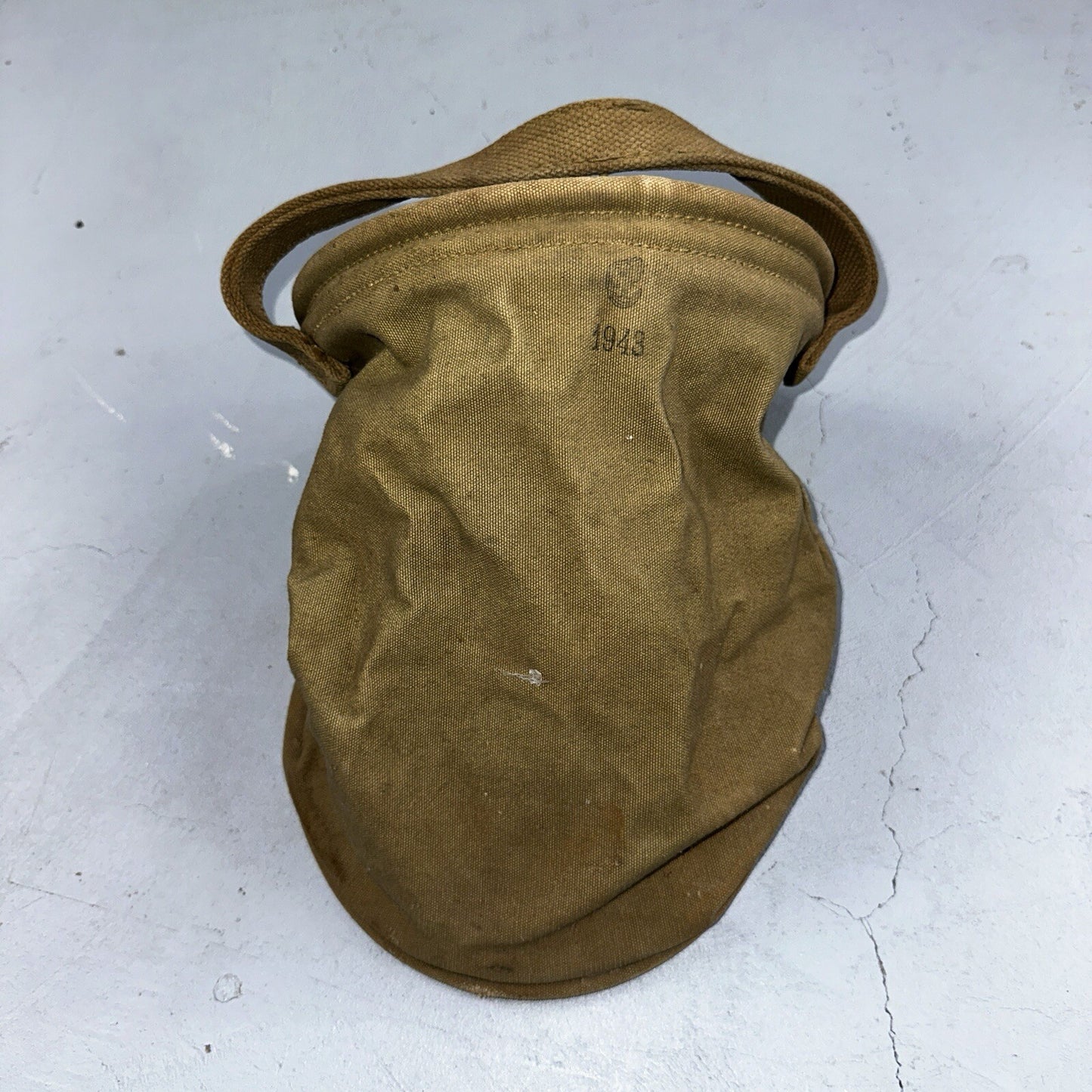 WWII US Army Cavalry Collapsable Folding Canvas Jeep Water Bucket 1943 40s Bag