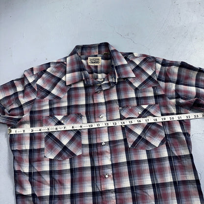 Levis VTG 1980s Pearl Snap Button Shirt Mens L Plaid 80s Cowboy Shirt Korea SS